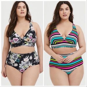 TORRID reversible floral colorful stripe bikini top, 1X